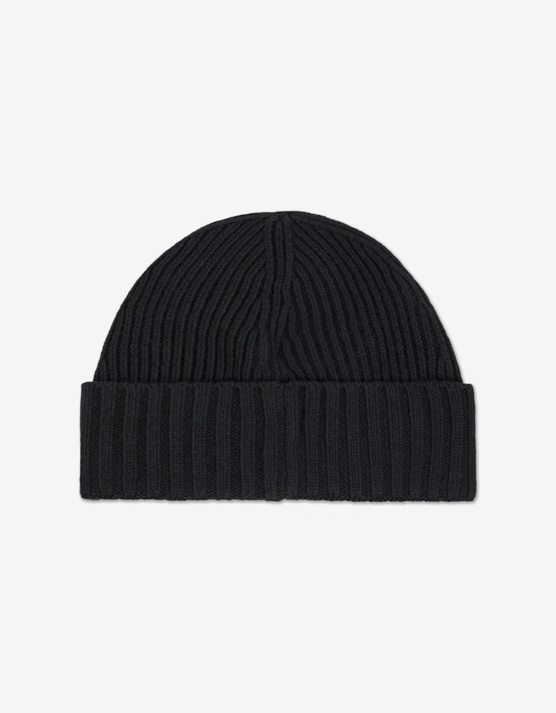 Boys Wool Knitted Logo Beanie in Black
