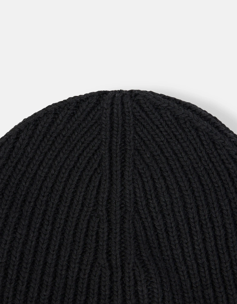 Boys Wool Knitted Logo Beanie in Black