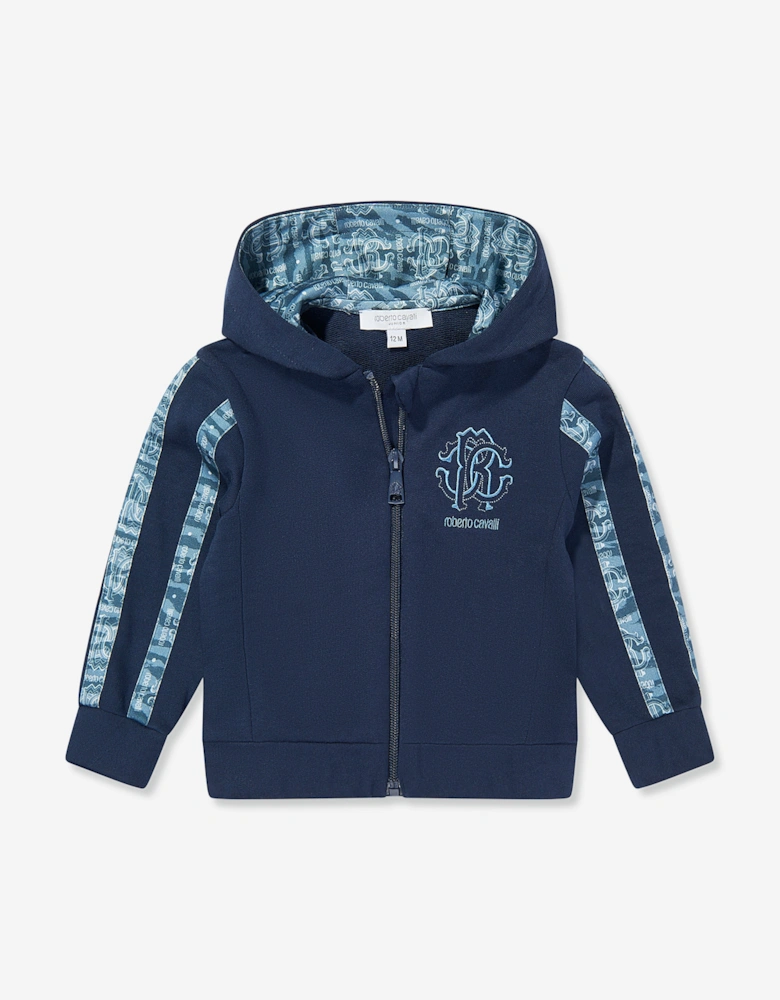 Baby Boys Logo Zip Up Top in Navy