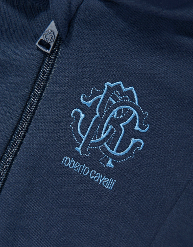 Baby Boys Logo Zip Up Top in Navy
