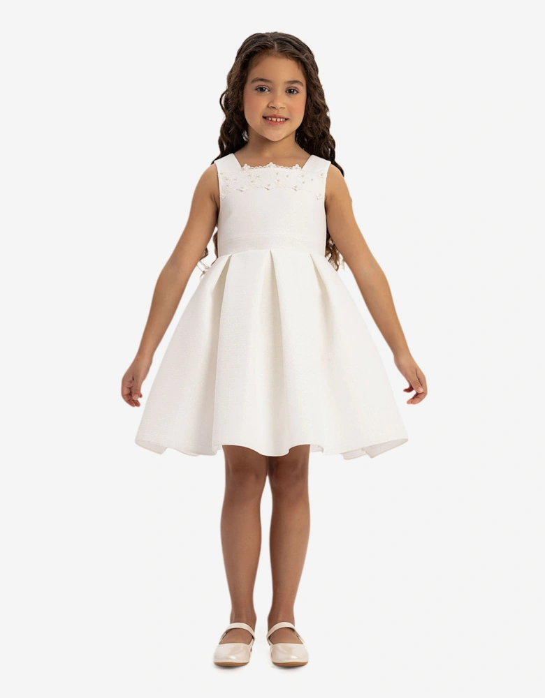 Girls Dress with Bolero and Matching Bag in White