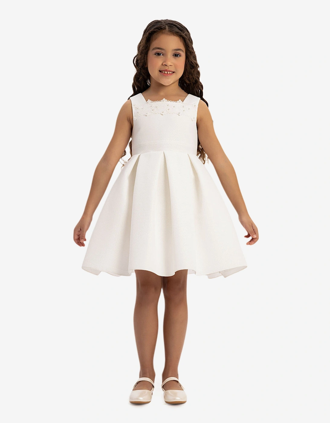 Girls Dress with Bolero and Matching Bag in White