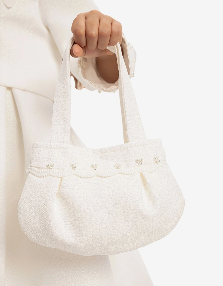 Girls Dress with Bolero and Matching Bag in White