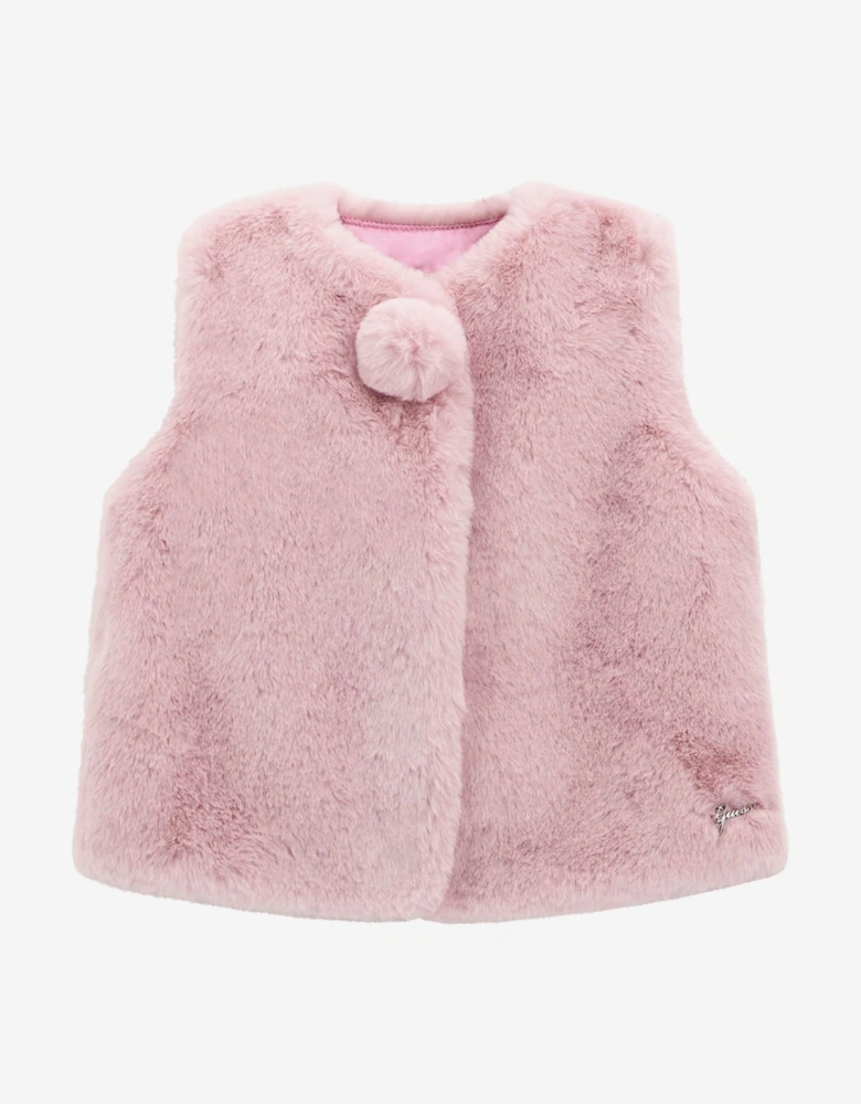 Girls Faux Fur Gilet in Pink