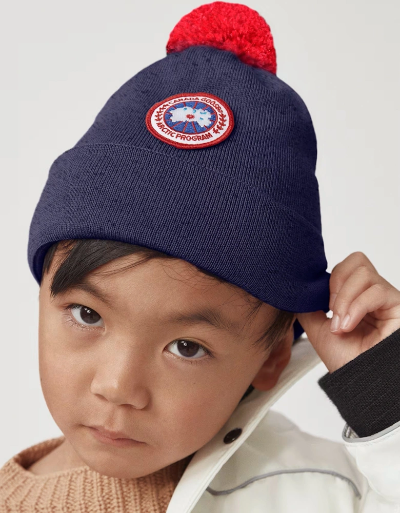 Kids Pom Toque Hat in Navy