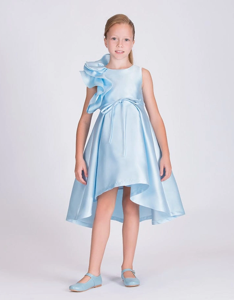 Girls Large Bow Occasion Dress in Blue
