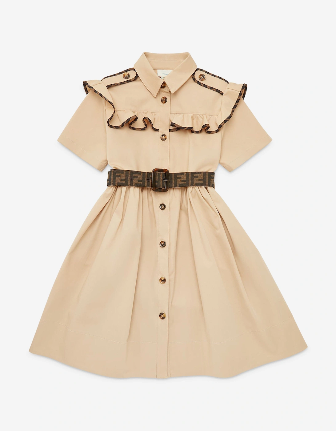 Girls Stretch Gabardine Shirt Dress in Beige, 5 of 4