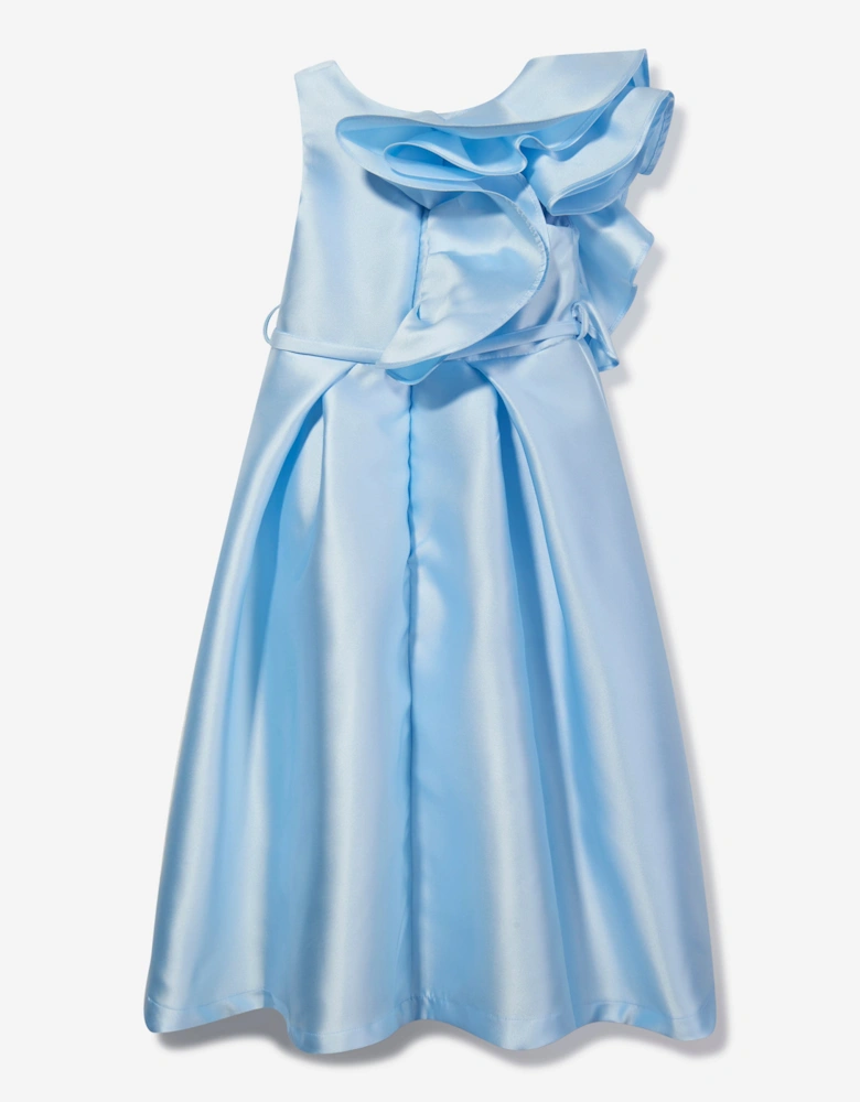 Girls Large Bow Occasion Dress in Blue