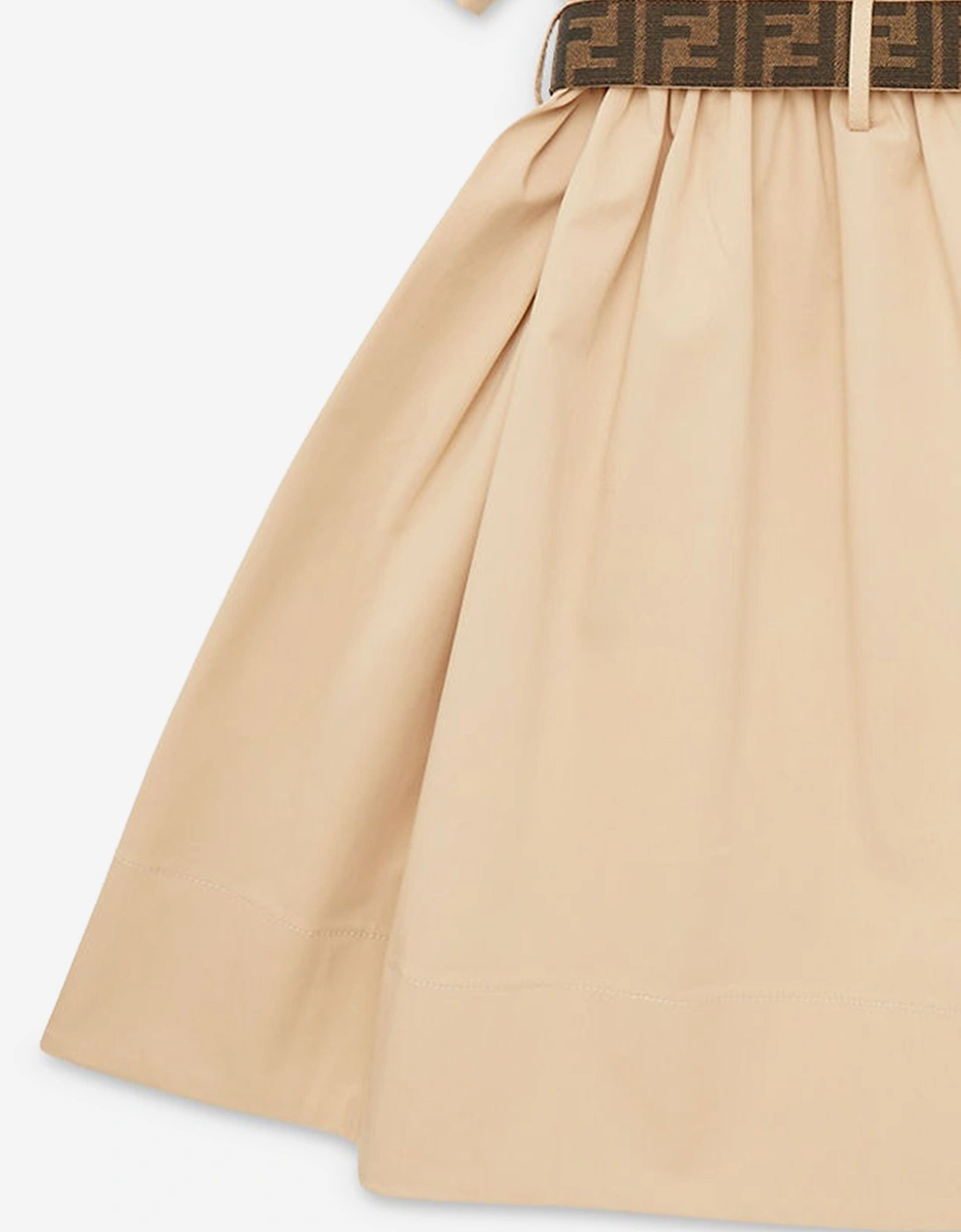 Girls Stretch Gabardine Shirt Dress in Beige