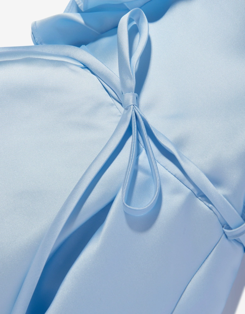 Girls Large Bow Occasion Dress in Blue