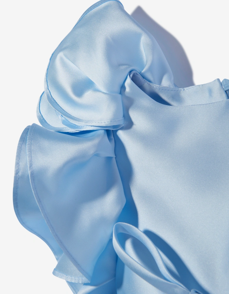 Girls Large Bow Occasion Dress in Blue