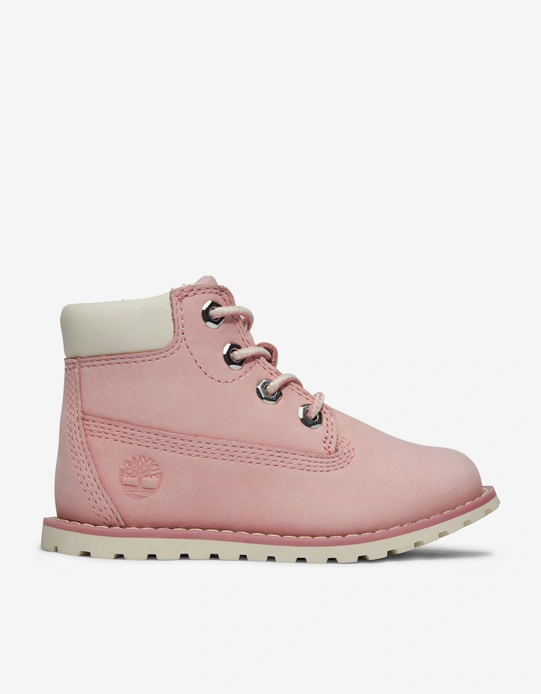 Girls Pokey Pine Mid Lace Up Boots with Zip in Pink