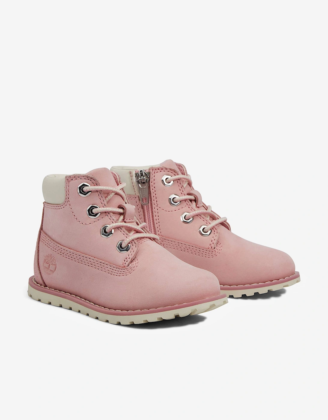 Girls Pokey Pine Mid Lace Up Boots with Zip in Pink