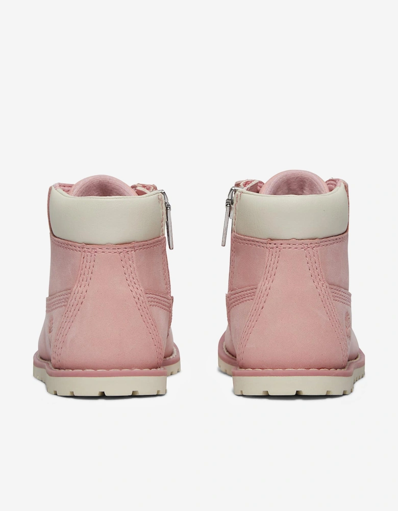 Girls Pokey Pine Mid Lace Up Boots with Zip in Pink