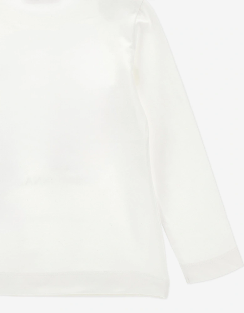 Girls Long Sleeve Teddy Bear T-Shirt in Ivory
