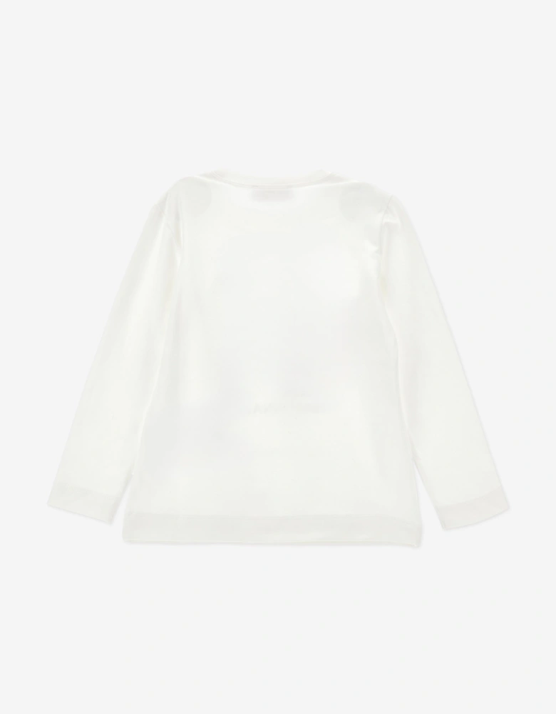 Girls Long Sleeve Teddy Bear T-Shirt in Ivory