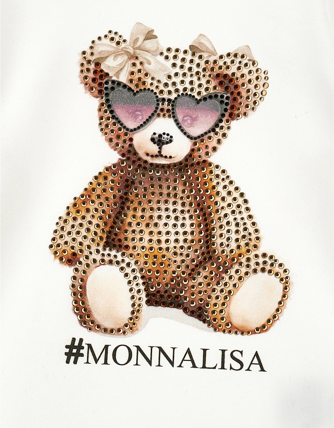 Girls Long Sleeve Teddy Bear T-Shirt in Ivory
