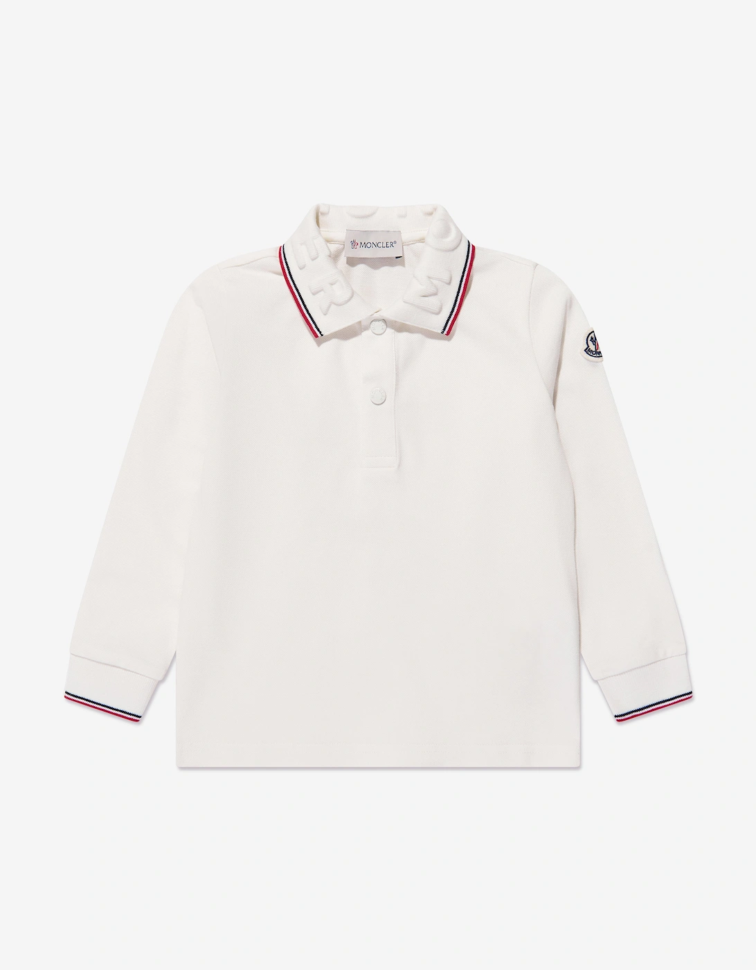 Enfant Boys Long Sleeve Polo Shirt in Ivory, 5 of 4