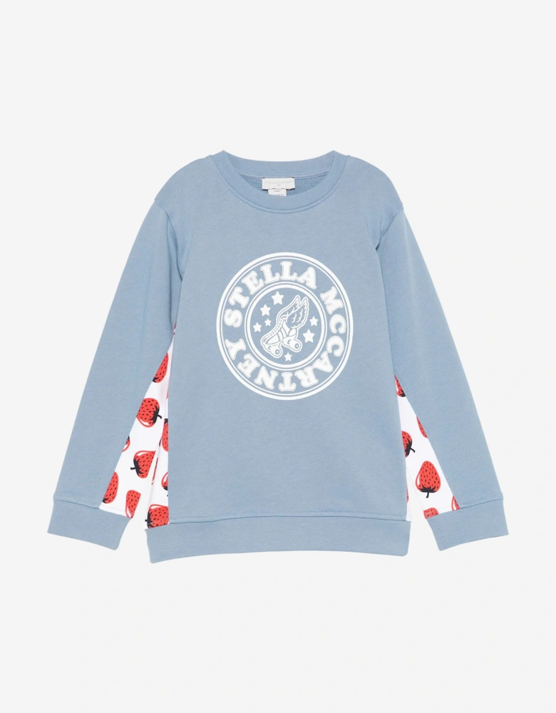 Girls Strawberry Logo Sweatshirt in Blue