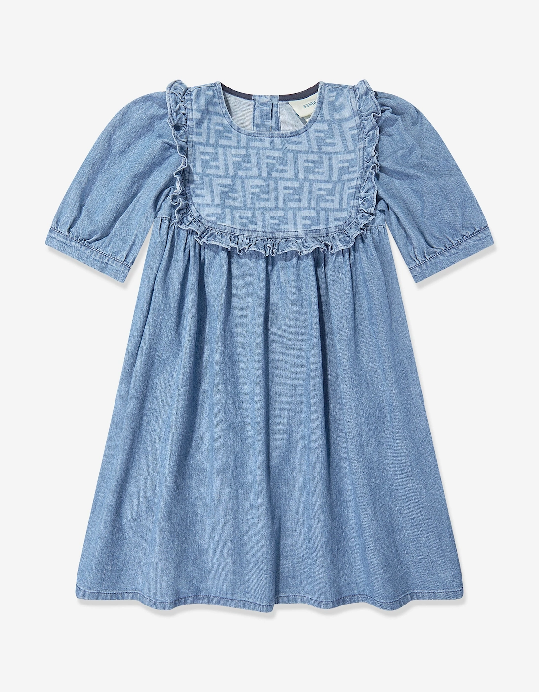 Girls FF Light Denim Dress in Blue, 5 of 4