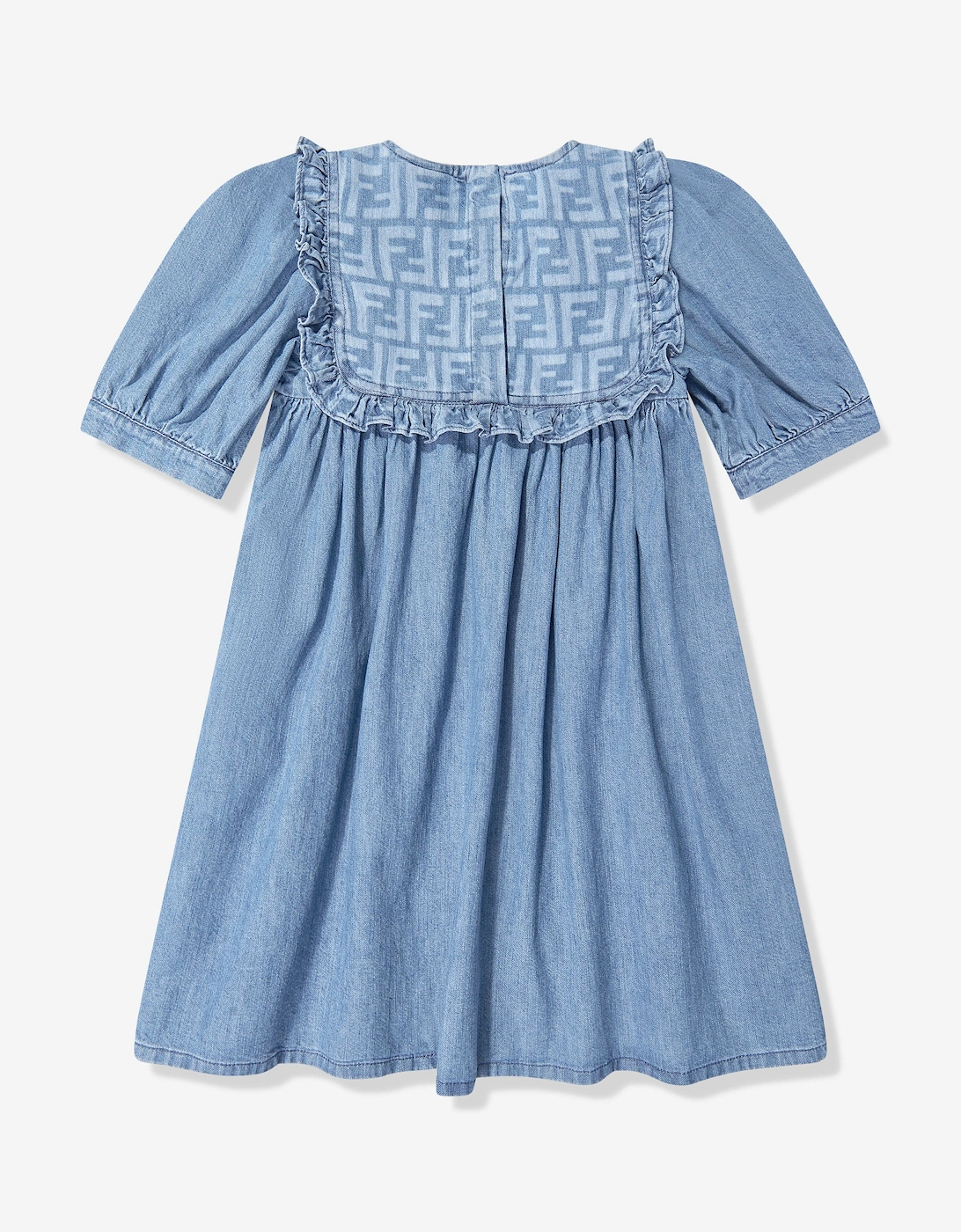 Girls FF Light Denim Dress in Blue