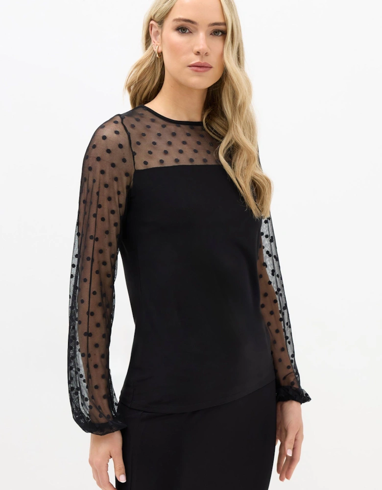 Tall Spot Mesh Blouse