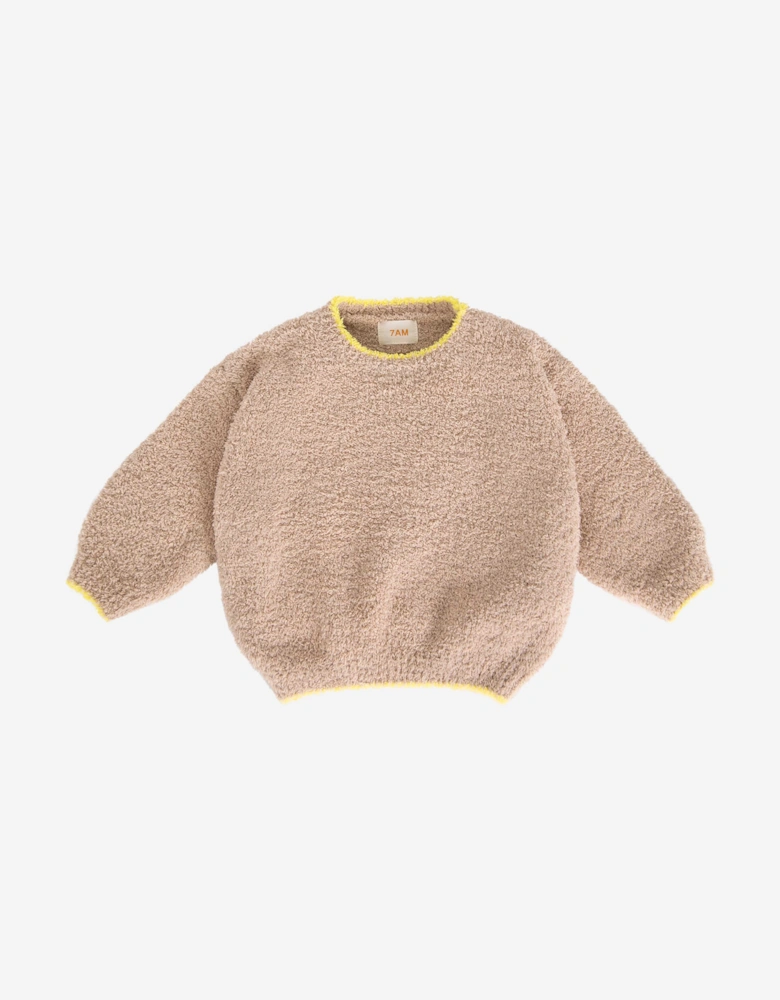 7AM Enfant Baby Fuzzy Boxy Sweater in Beige