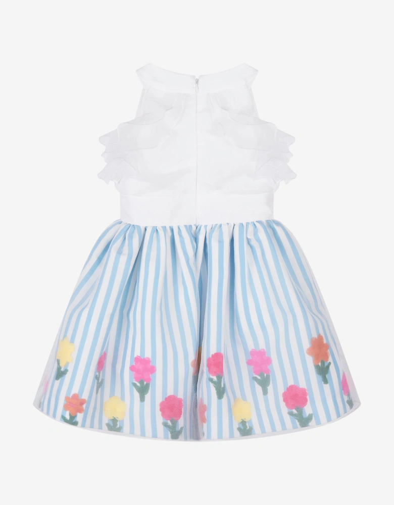 Girls Organza Layered Flower Dress in Blue