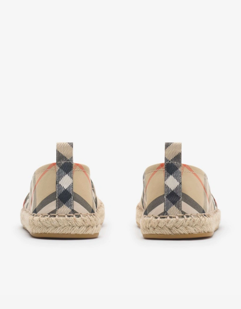 Kids Maidstone Twill Check Espadrilles in Beige