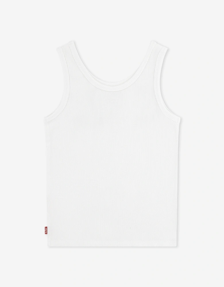 Girls Meet and Greet Ribbed Tank Top in White