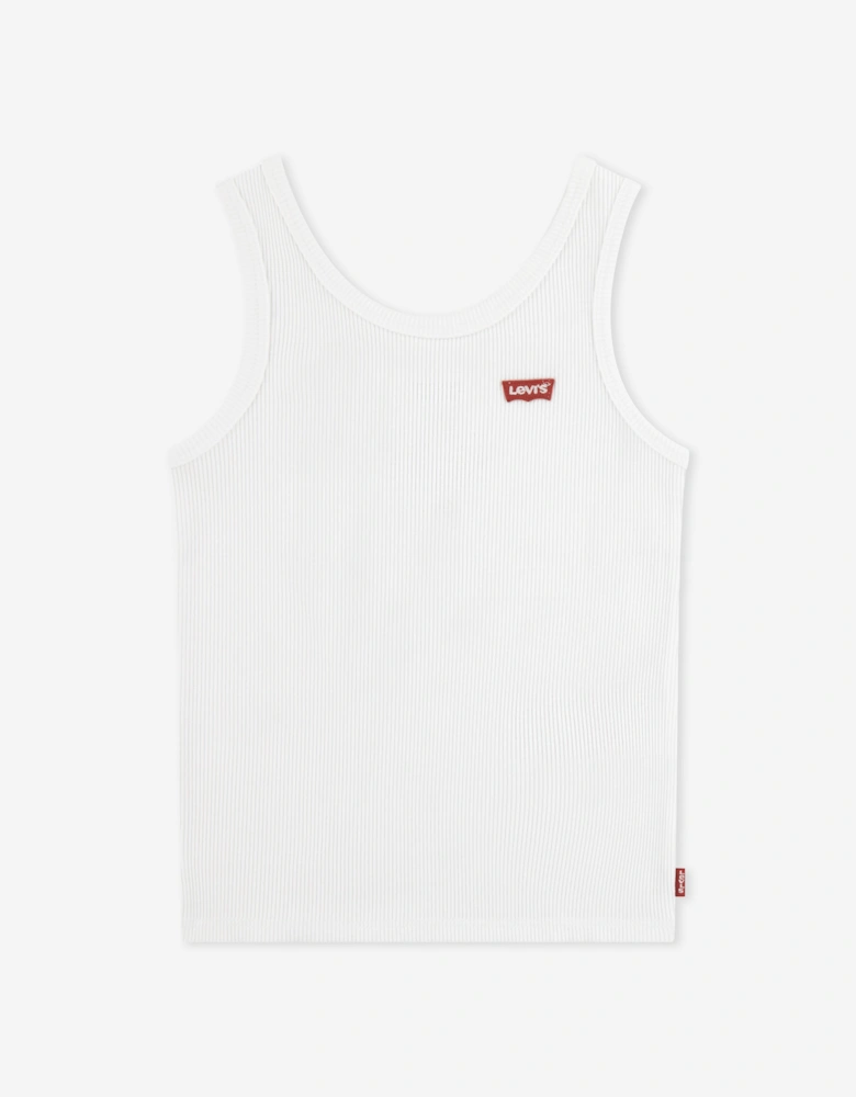 Girls Meet and Greet Ribbed Tank Top in White