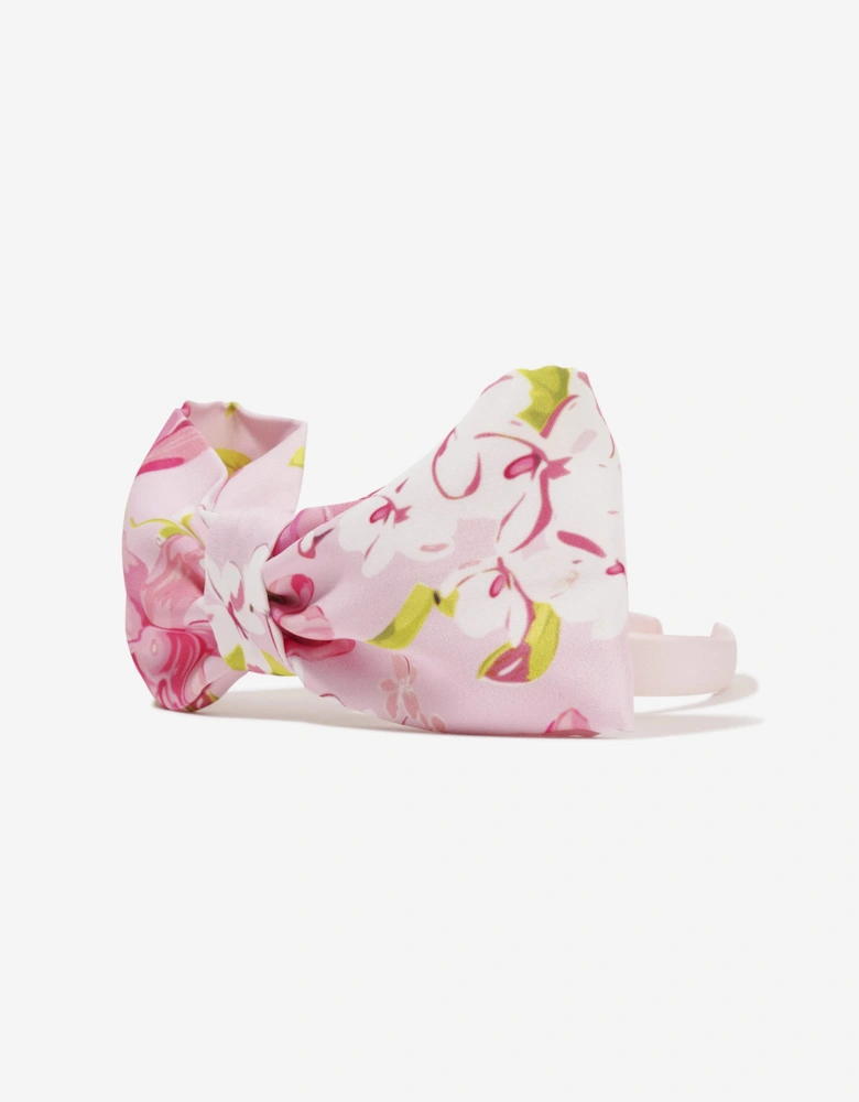 Girls Floral Bow Headband in Pink