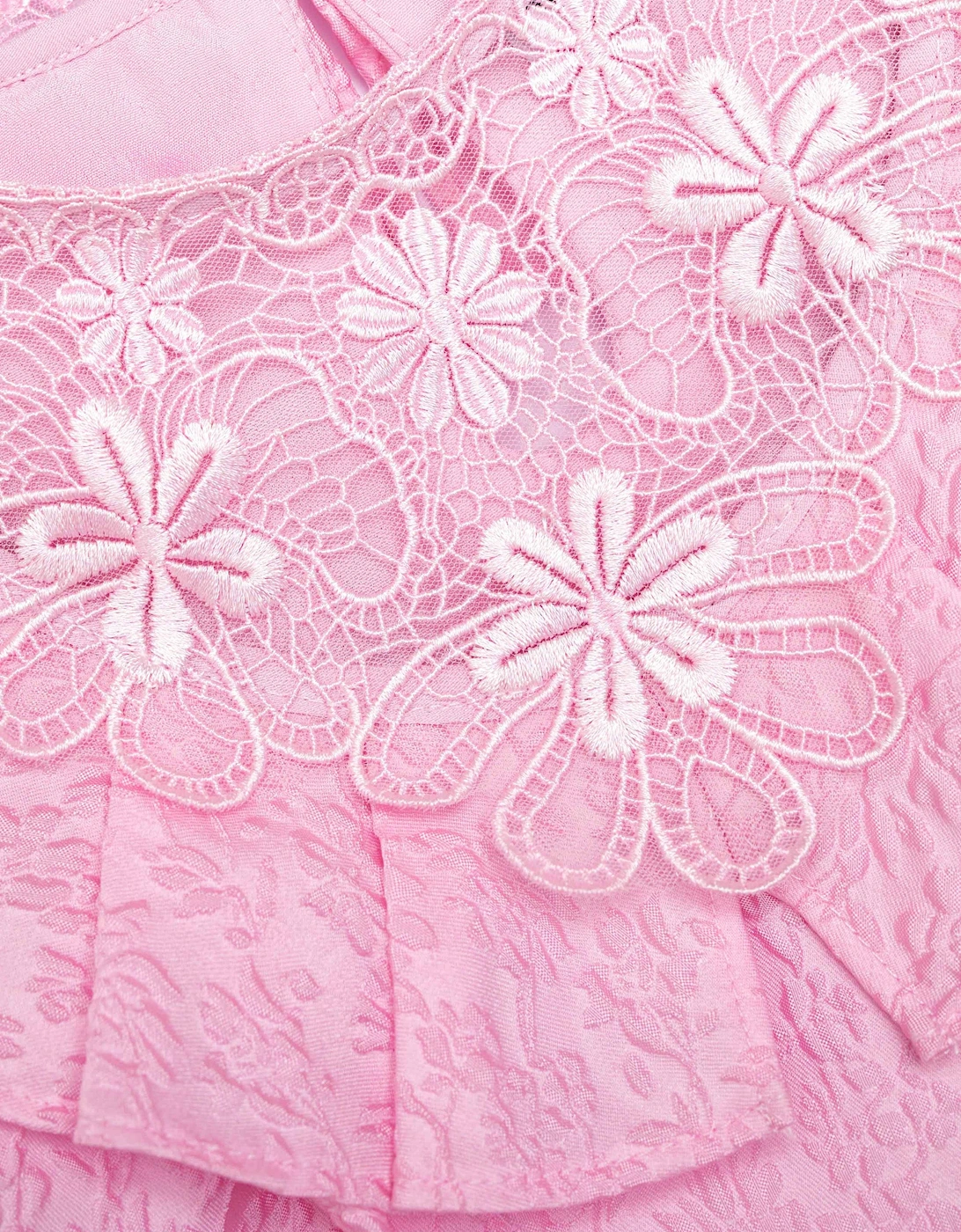Girls Textured Crepe Mini Dress in Pink