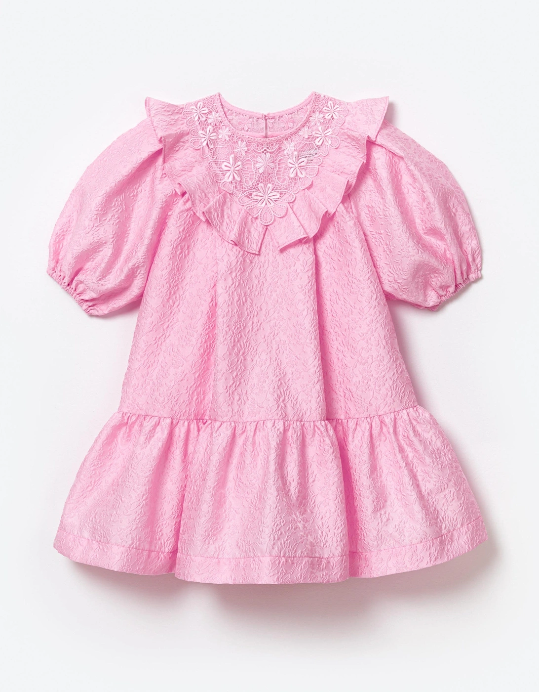 Girls Textured Crepe Mini Dress in Pink, 5 of 4