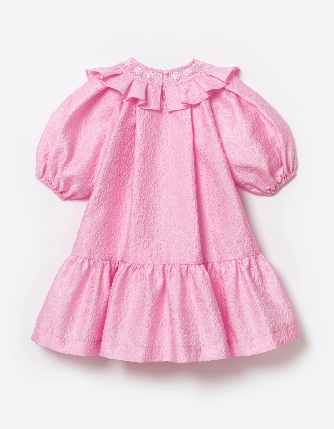 Girls Textured Crepe Mini Dress in Pink
