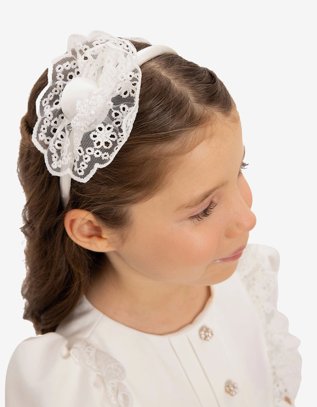 Baby Girls Dress Set with Teddy Bear in White