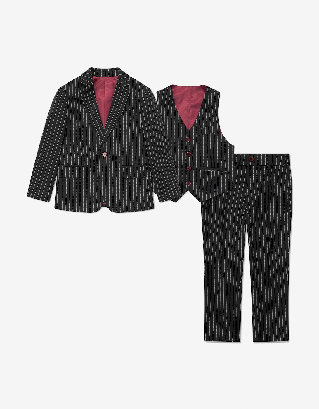 Boys Striped 3 Piece Suit Set in Black, 5 of 4