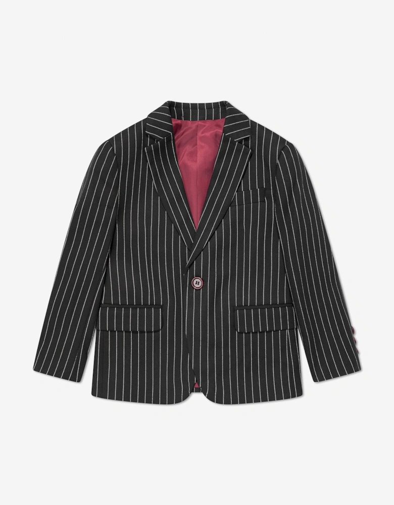 Boys Striped 3 Piece Suit Set in Black