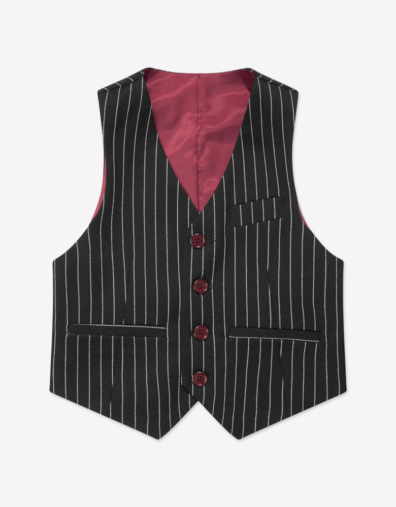 Boys Striped 3 Piece Suit Set in Black