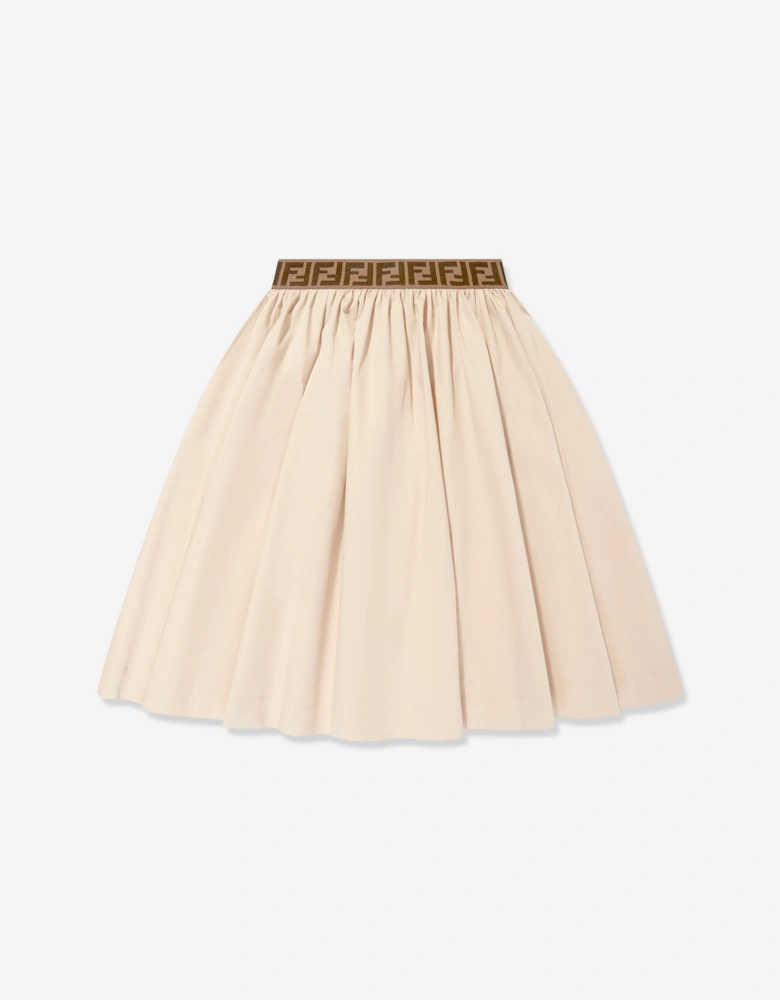 Girls Stretch Gabardine Skirt in Beige