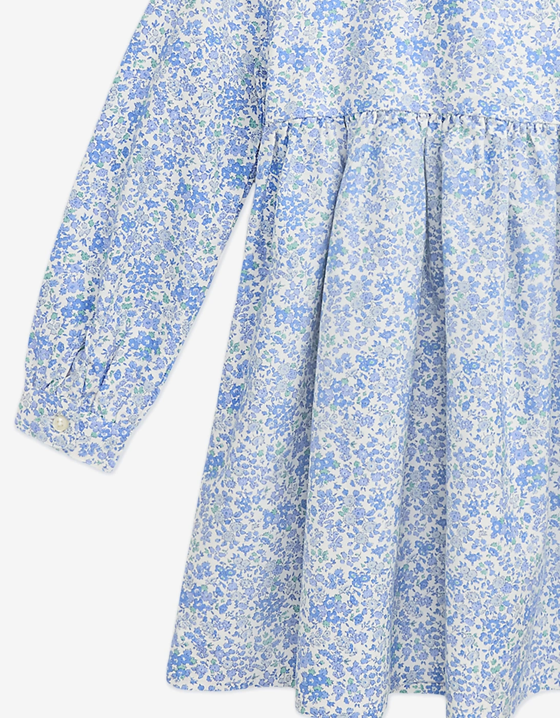 Girls Classic Oxford Floral Shirt Dress in Blue