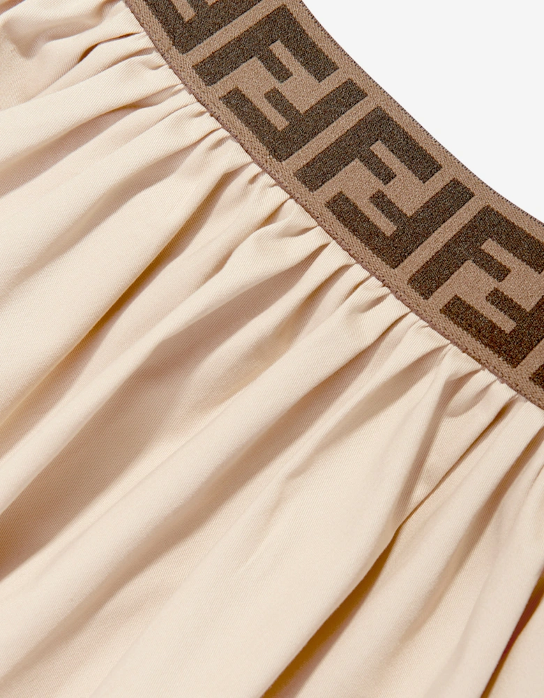 Girls Stretch Gabardine Skirt in Beige