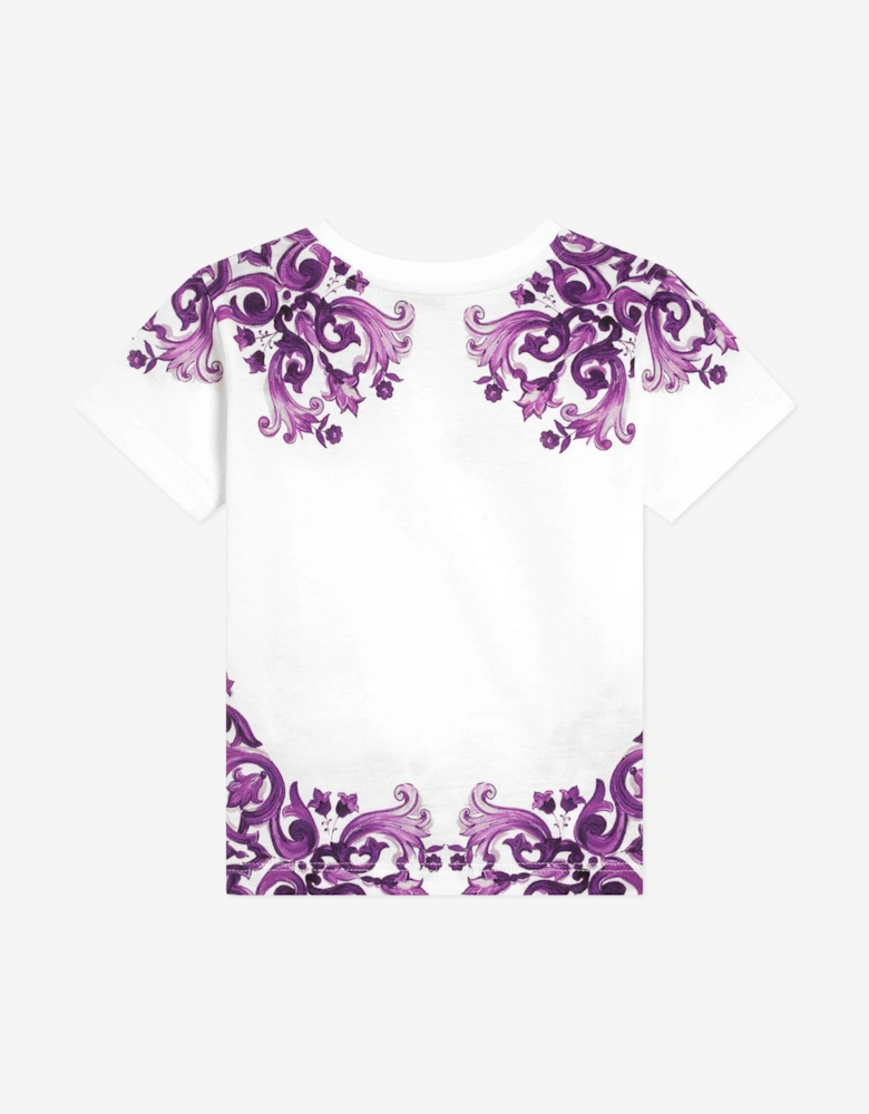 Baby Girls Majolica Print T-Shirt in White