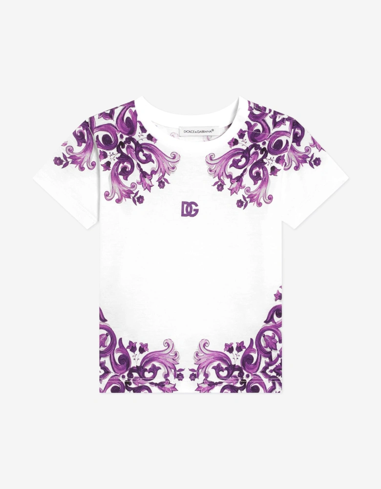 Baby Girls Majolica Print T-Shirt in White