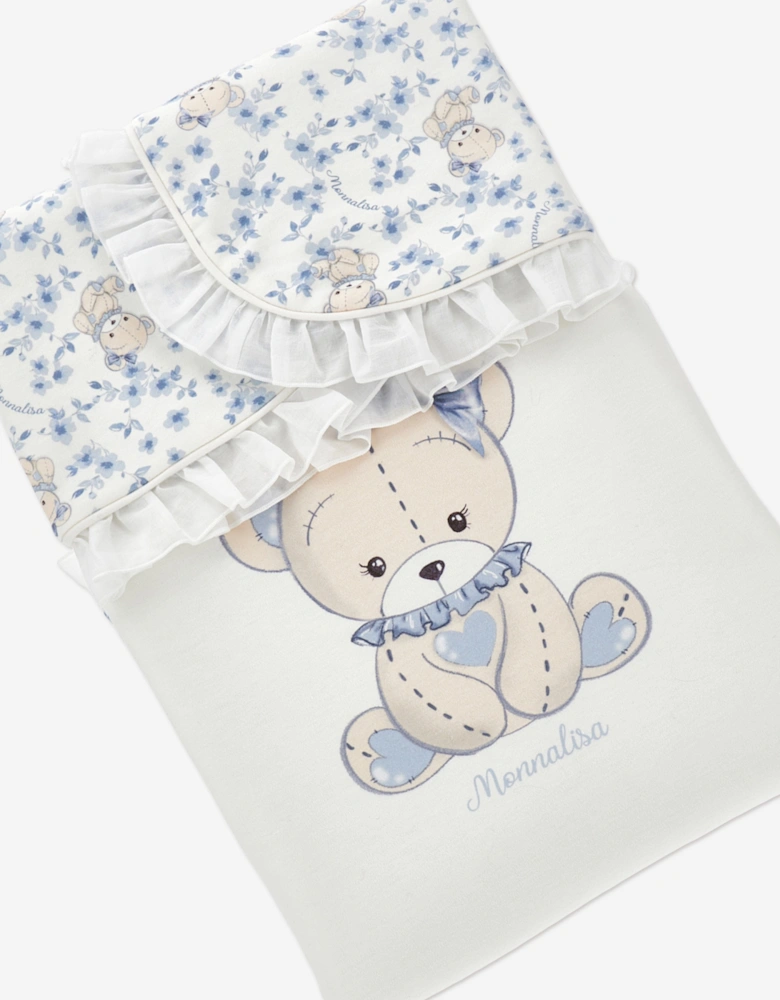 Baby Girls Teddy Bear Blanket in White (90cm)