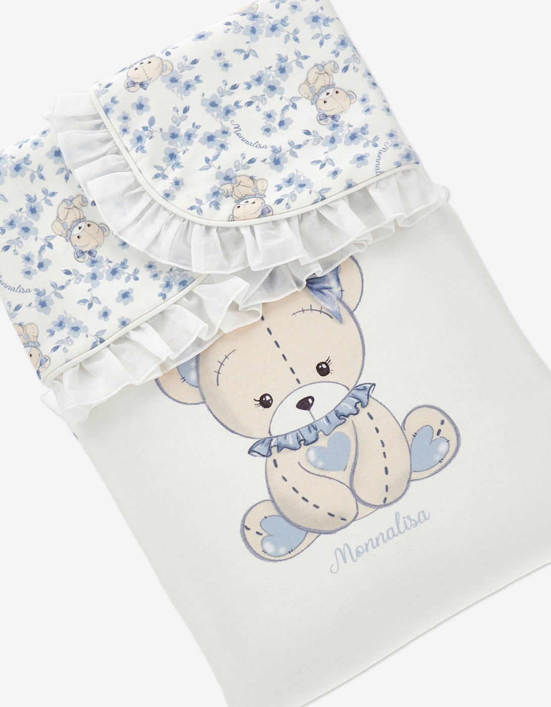 Baby Girls Teddy Bear Blanket in White (90cm)