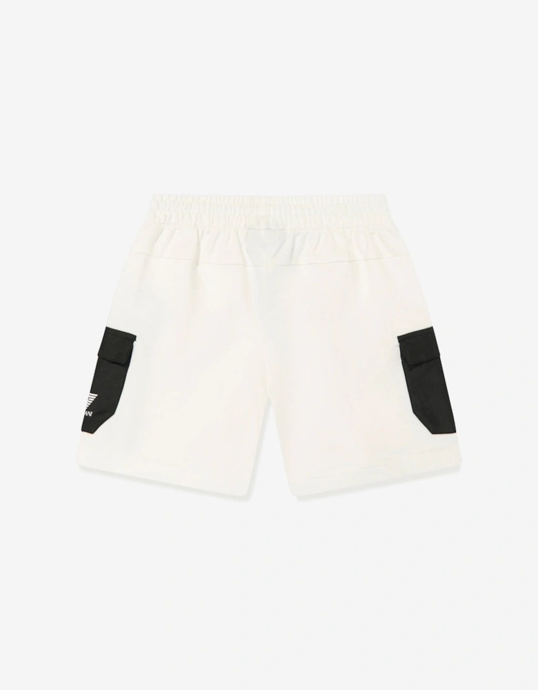 Boys Logo Cargo Shorts in Ivory