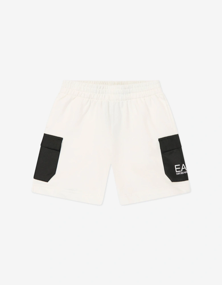 Boys Logo Cargo Shorts in Ivory