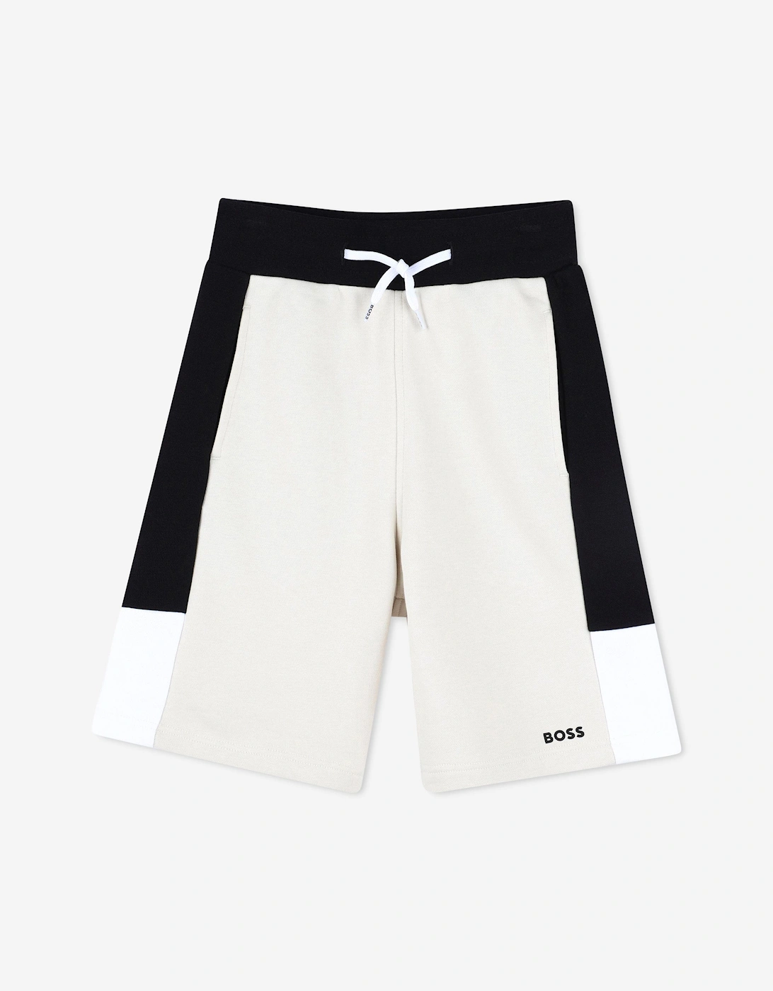 BOSS Boys Colourblock Bermuda Shorts in Beige, 5 of 4