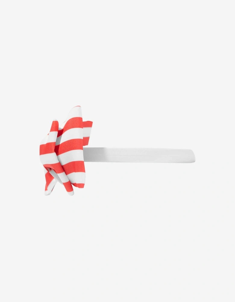 Girls Striped Bow Headband in Red
